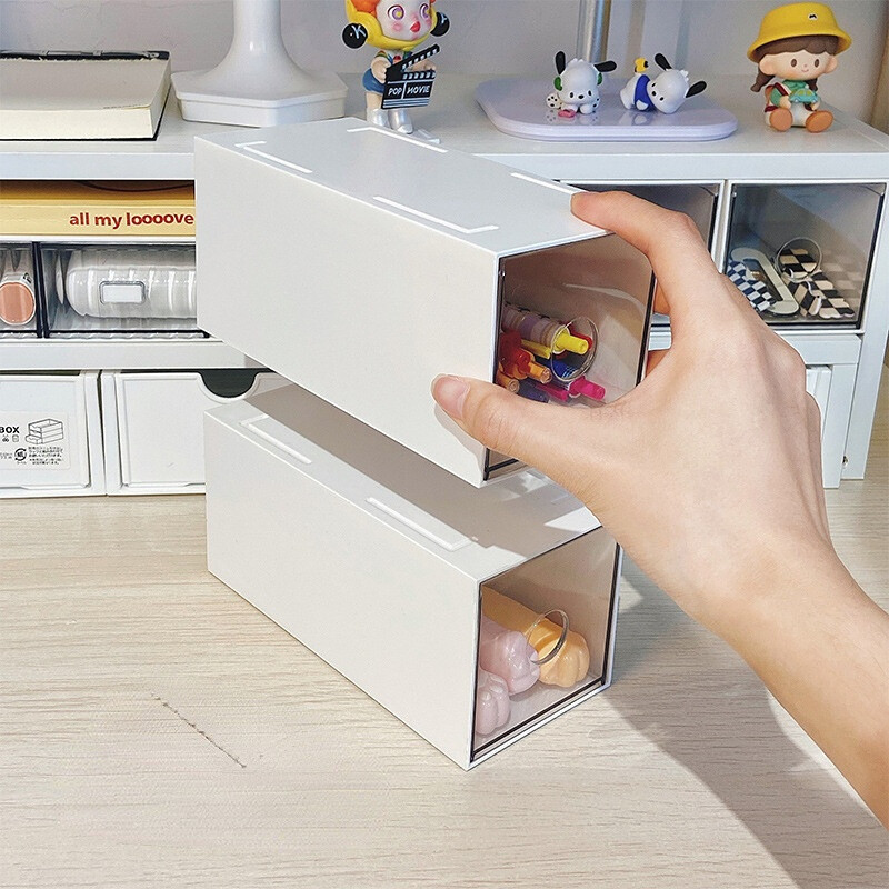 Kawaii Ins Органайзер Настолно чекмедже Безплатна комбинирана кутия за съхранение Пластмасова фиби Грим Козметика Настолен органайзер за съхранение Поставка