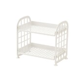 Настолен рафт за канцеларски принадлежности, държач за съхранение, многофункционален пластмасов рафт, органайзер за гримове, 2 нива, 1 бр.