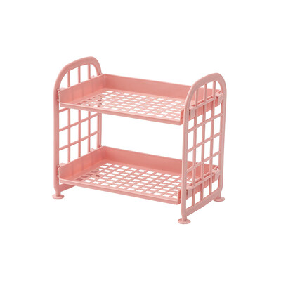 Настолен рафт за канцеларски принадлежности, държач за съхранение, многофункционален пластмасов рафт, органайзер за гримове, 2 нива, 1 бр.