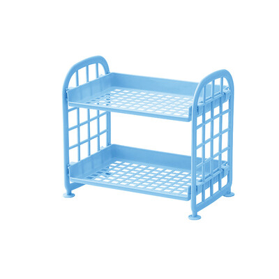 Настолен рафт за канцеларски принадлежности, държач за съхранение, многофункционален пластмасов рафт, органайзер за гримове, 2 нива, 1 бр.