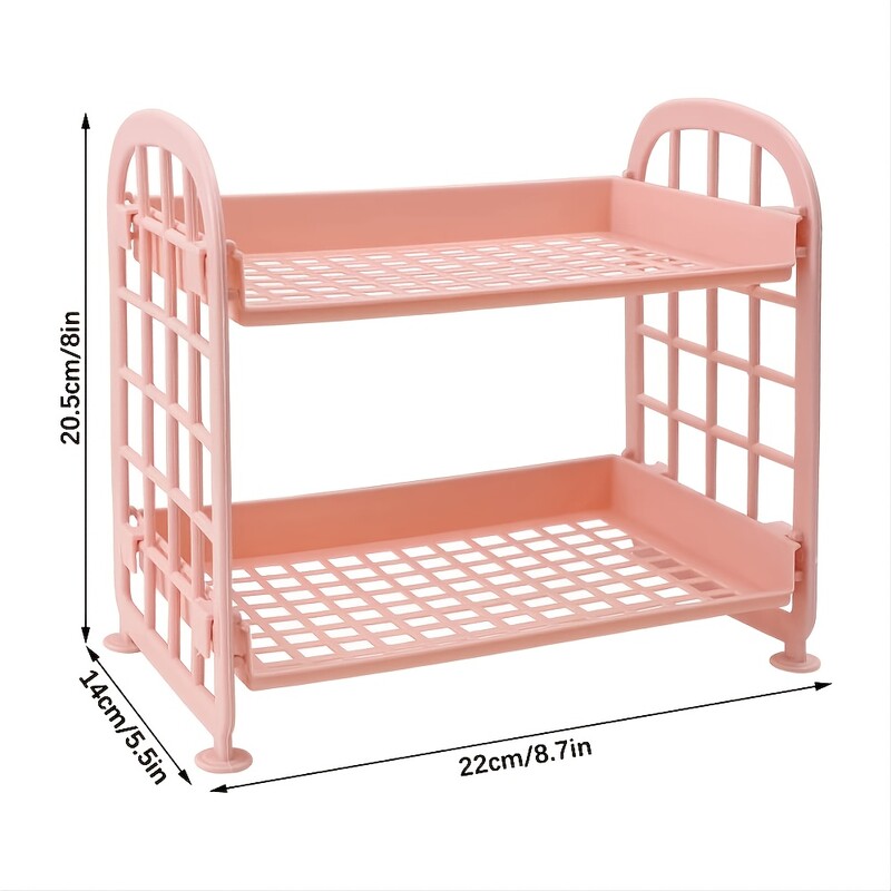 Настолен рафт за канцеларски принадлежности, държач за съхранение, многофункционален пластмасов рафт, органайзер за гримове, 2 нива, 1 бр.