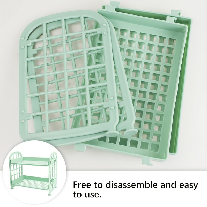 Настолен рафт за канцеларски принадлежности, държач за съхранение, многофункционален пластмасов рафт, органайзер за гримове, 2 нива, 1 бр.