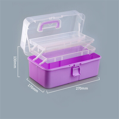 Преносима кутия за съхранение на уплътнителен восък Органайзер за изкуство и занаяти Кутия за съхранение с 3 слоя 2 тави Дръжка за шиене на грим Медицина за нокти