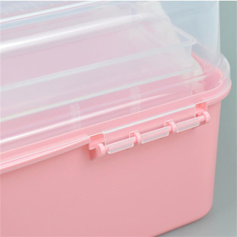 Преносима кутия за съхранение на уплътнителен восък Органайзер за изкуство и занаяти Кутия за съхранение с 3 слоя 2 тави Дръжка за шиене на грим Медицина за нокти