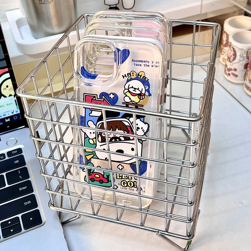 Обикновен настолен стелаж за съхранение от ковано желязо Ученически канцеларски материали с голям капацитет Кошница за съхранение на книги Организация на офис консумативи