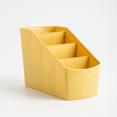 Trapezoid 4 Grid Настолен държач за писалка Офис Училищен калъф за съхранение Пластмасова кутия Настолен химикал Органайзер за молив Синьо оранжево кафе