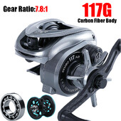 Baitcasting Fishing Roel 117g Ultralight Carbon 11+1 7,8:1 HS Ratio Hybrid Keramic Bearing Double Bools Θαλασσινό νερό pesca