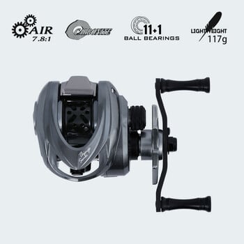 Baitcasting Fishing Roel 117g Ultralight Carbon 11+1 7,8:1 HS Ratio Hybrid Keramic Bearing Double Bools Θαλασσινό νερό pesca