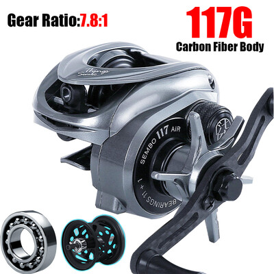Baitcasting Fishing Roel 117g Ultralight Carbon 11+1 7,8:1 HS Ratio Hybrid Keramic Bearing Double Bools Θαλασσινό νερό pesca