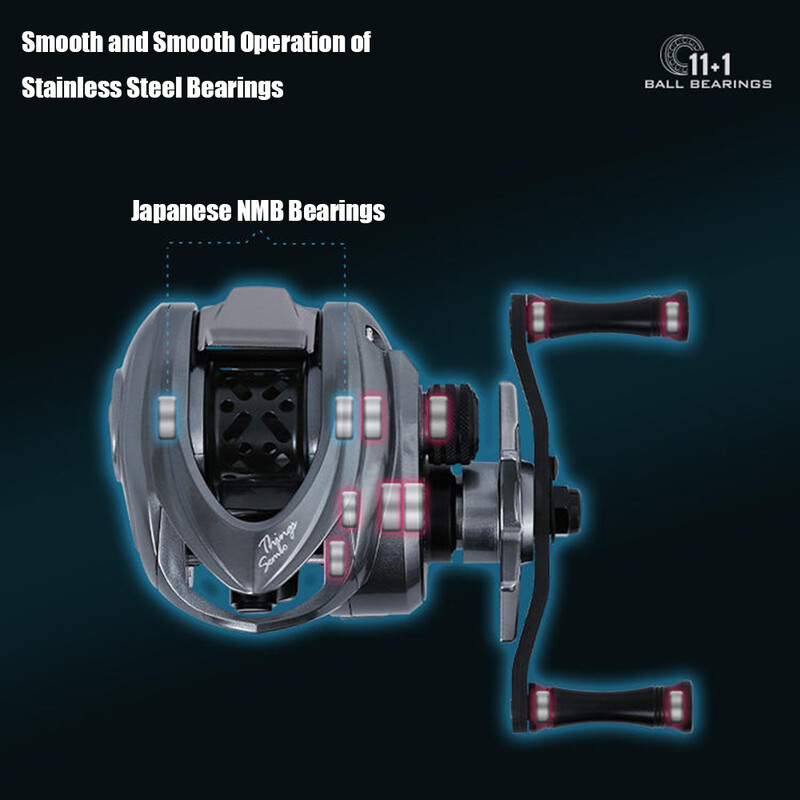 Риболовна макара за замятане на примамка 117g ултралек карбон 11+1 7.8:1 HS съотношение хибридни керамични лагери двойни шпули морска вода pesca