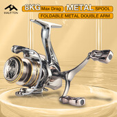HAUT TON CD Въртяща се риболовна макара 5.2:1 GearRatio 13.23Lbs Max Drag Metal Spoo Сгъваема CNC двойно рамо за сладководни соленоводни