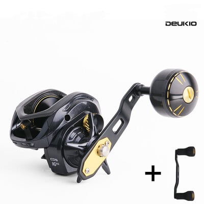 DEUKIO New Baitcasting Reel Drag 18KG Deep Spool 6.5:1 Πλαίσιο αλουμινίου Carbon Side Jigging Metal Reel Θαλασσινό νερό με διπλή λαβή