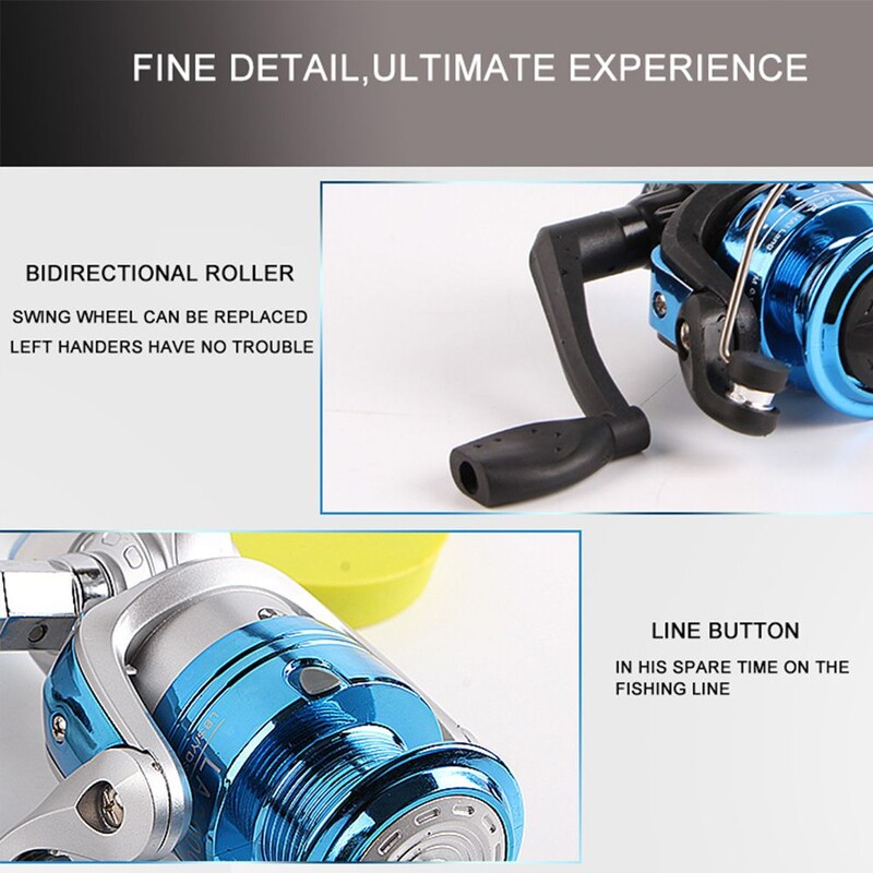 Свръхлека високоскоростна риболовна макара, предавателно отношение 5,2:1, въртяща се макара с 60-метрова въдица, преносими принадлежности за риболов