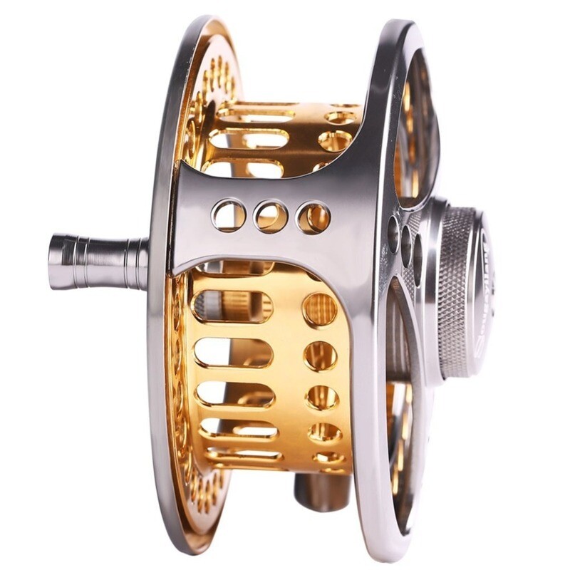 Sougayilang Large Arbor Fly Fishing Reel 2+1 BB Високо леене под налягане Макари от алуминиева сплав Fly Reels Риболовни принадлежности