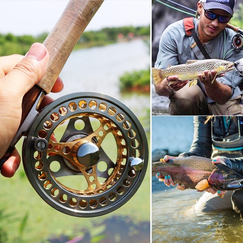 Sougayilang Large Arbor Fly Fishing Reel 2+1 BB Високо леене под налягане Макари от алуминиева сплав Fly Reels Риболовни принадлежности
