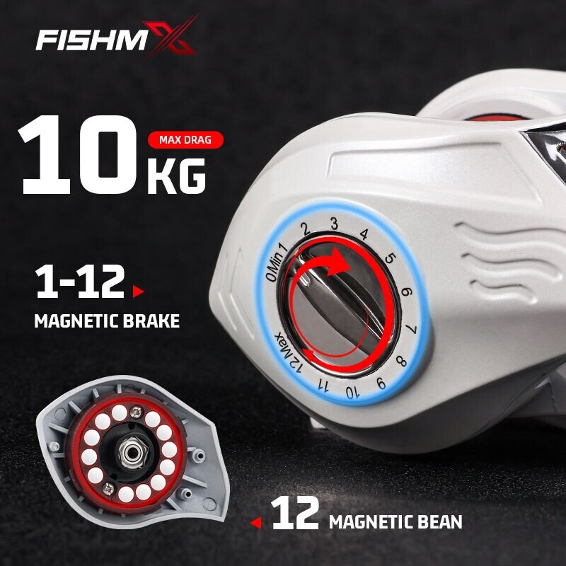Риболовна макара Бяла BC макара Дясна лява ръка Драг мощност 10 кг Колела за риболов на шаран Проследяване на риболов Pesca