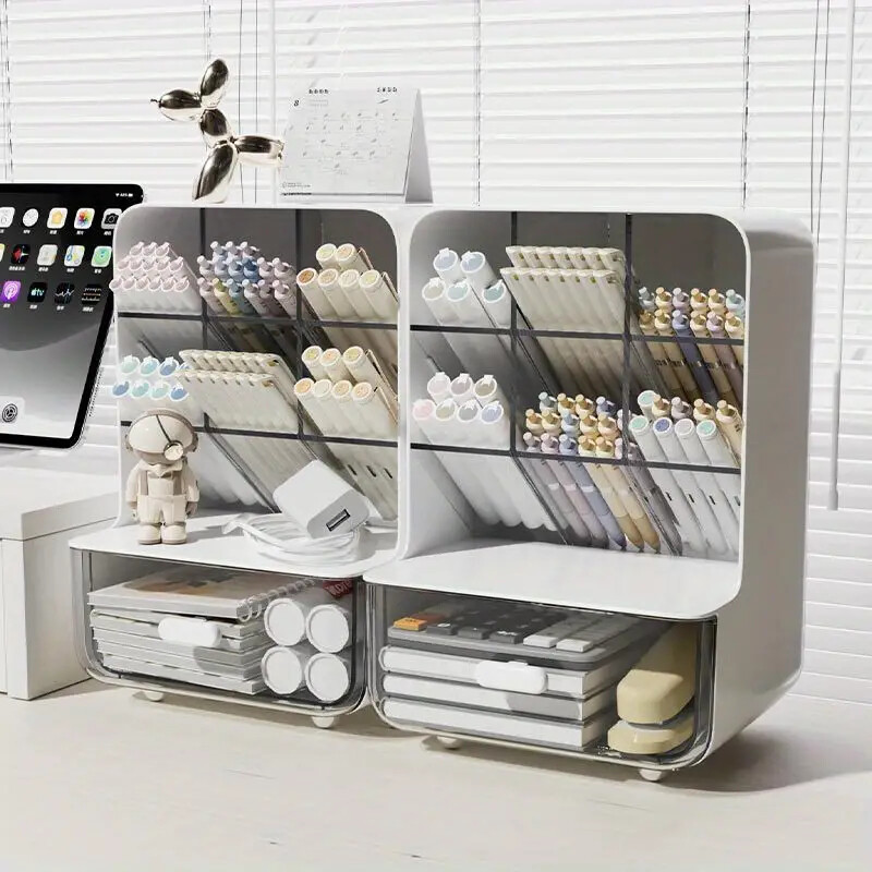 Мултифункционална настолна тръба за съхранение на канцеларски материали Кутия за съхранение Рафт Маса Общежитие Наклонена Plug-In маса за съхранение