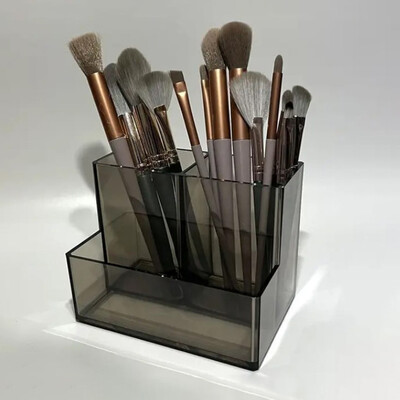 Прозрачна акрилна настолна кутия за съхранение на канцеларски материали Голям капацитет Кутия за съхранение на отдел за отпадъци Кутия за съхранение на рафт за бюро Кутия за органайзер