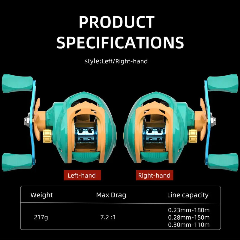 Макара за замятане на примамка 7.2:1 Високоскоростна макара за риболов 10KG Макс драг макари 18+1 BB Ултра лека магнитна спирачна макара за замятане на стръв
