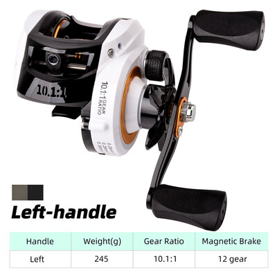 Риболовна макара Бяла Черна Макара Дясна лява ръка 10.1:1 Високоскоростна мощност на плъзгане 10 кг Колела за риболов на шаран Проследяване на риболов Pesca