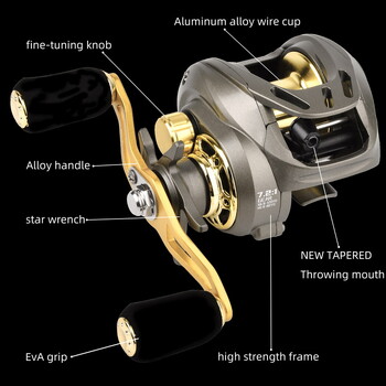 Spartacus II Ultra Smooth Baitcasting Reel 8KG Max Drag 7.2:1 Риболовна бобина с високоскоростно предавателно отношение