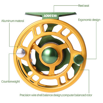Макари за риболов на муха Sougayilang Алуминиева сплав 5/6 7/8WT макара за муха Машинно обработена микрорегулируема макара за риболов с муха De Pesca