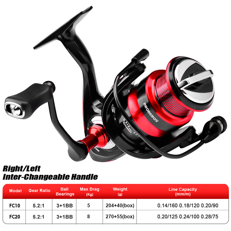 PROBEROS 1PC Luya въртящо се колело, съотношение на скоростта на колелото за риболов 5.2:1 ляво и дясно сменяеми лагери от неръждаема стомана