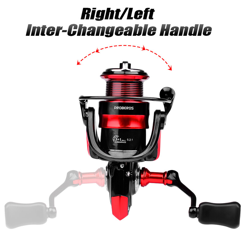 PROBEROS 1PC Luya въртящо се колело, съотношение на скоростта на колелото за риболов 5.2:1 ляво и дясно сменяеми лагери от неръждаема стомана
