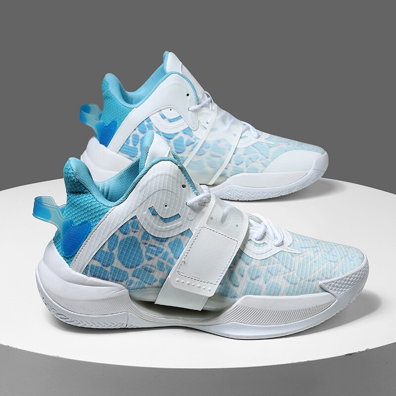 Високи ежедневни обувки в стил двойка, спортни баскетболни обувки, противоплъзгащи, ударопоглъщащи, практични баскетболни обувки от плат + TPU