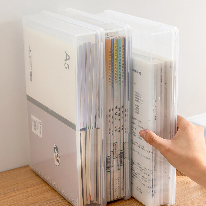 Пластмасов органайзер за документи Прозрачни канцеларски материали Фотокарта Кутия за съхранение на тетрадка Прахоустойчив A4 файл Калъф за съхранение на настолна хартия