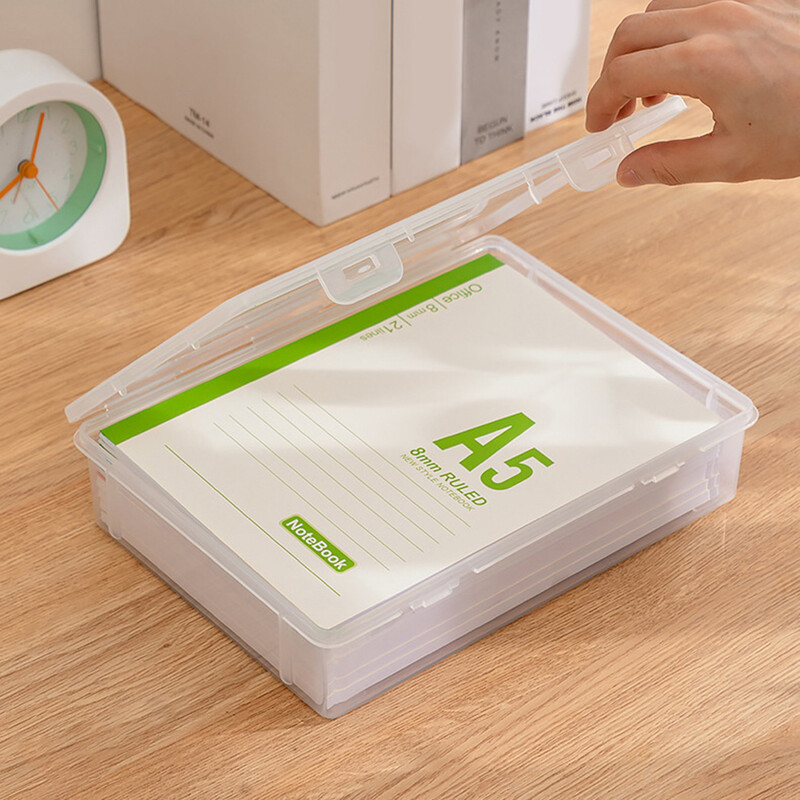 Пластмасов органайзер за документи Прозрачни канцеларски материали Фотокарта Кутия за съхранение на тетрадка Прахоустойчив A4 файл Калъф за съхранение на настолна хартия