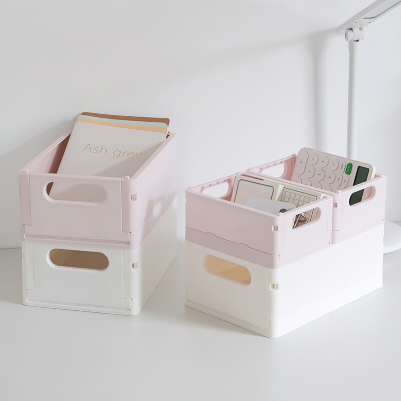 Пластмасов контейнер за съхранение, сгъваем, подреждащ се, органайзер за бюро, кутия за химикалки, книги, училище, офис, домакинство A7524