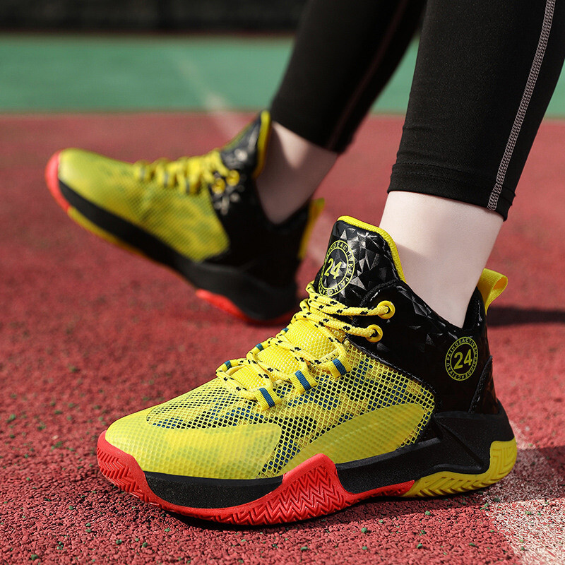 Горещи разпродажби Летни мрежести дишащи баскетболни обувки Момче Момиче Анти-шокови Детски баскетболни маратонки Неплъзгащи се Детски обувки за упражнения