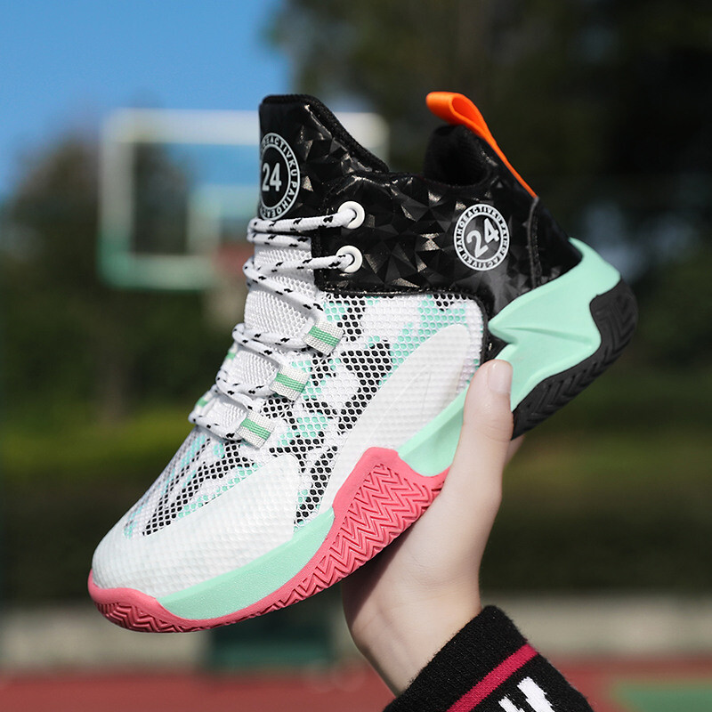 Горещи разпродажби Летни мрежести дишащи баскетболни обувки Момче Момиче Анти-шокови Детски баскетболни маратонки Неплъзгащи се Детски обувки за упражнения
