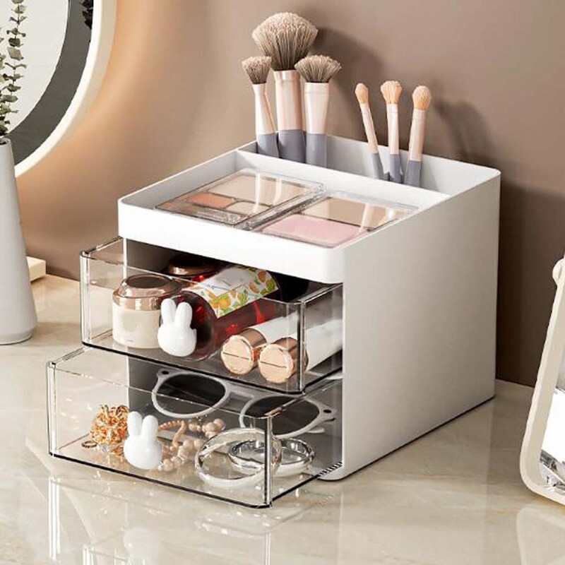 Анимационен креативен държач за писалка, прозрачна кутия за съхранение в чекмедже, аксесоари за съхранение на настолен компютър с голям капацитет, подходящ за канцеларски материали