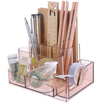 Διαφανές κουτί αποθήκευσης χαρτικών Creative Desk Organizer Πλαστικό διαμέρισμα Θήκη στυλό Αξεσουάρ γραφείου organizador