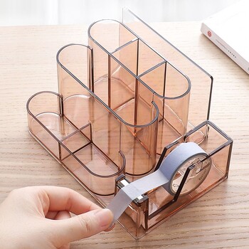 Διαφανές κουτί αποθήκευσης χαρτικών Creative Desk Organizer Πλαστικό διαμέρισμα Θήκη στυλό Αξεσουάρ γραφείου organizador