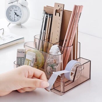 Διαφανές κουτί αποθήκευσης χαρτικών Creative Desk Organizer Πλαστικό διαμέρισμα Θήκη στυλό Αξεσουάρ γραφείου organizador