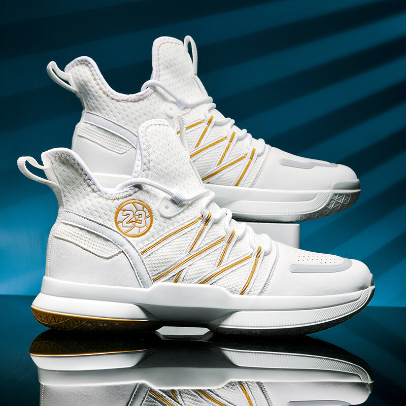 Оранжеви мъжки високи баскетболни обувки, тренировъчни спортни обувки против подхлъзване, детски и юношески ботуши с възглавнички