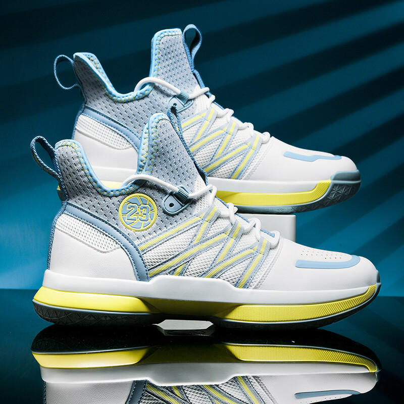 Оранжеви мъжки високи баскетболни обувки, тренировъчни спортни обувки против подхлъзване, детски и юношески ботуши с възглавнички