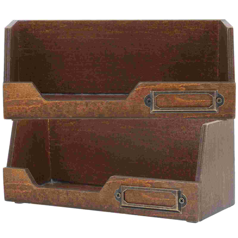 2 бр. Дървена кутия Кутии за съхранение на канцеларски материали Органайзер за бижута Тава Органайзери Домашни разни вещи Калъфи Лента Настолен плот