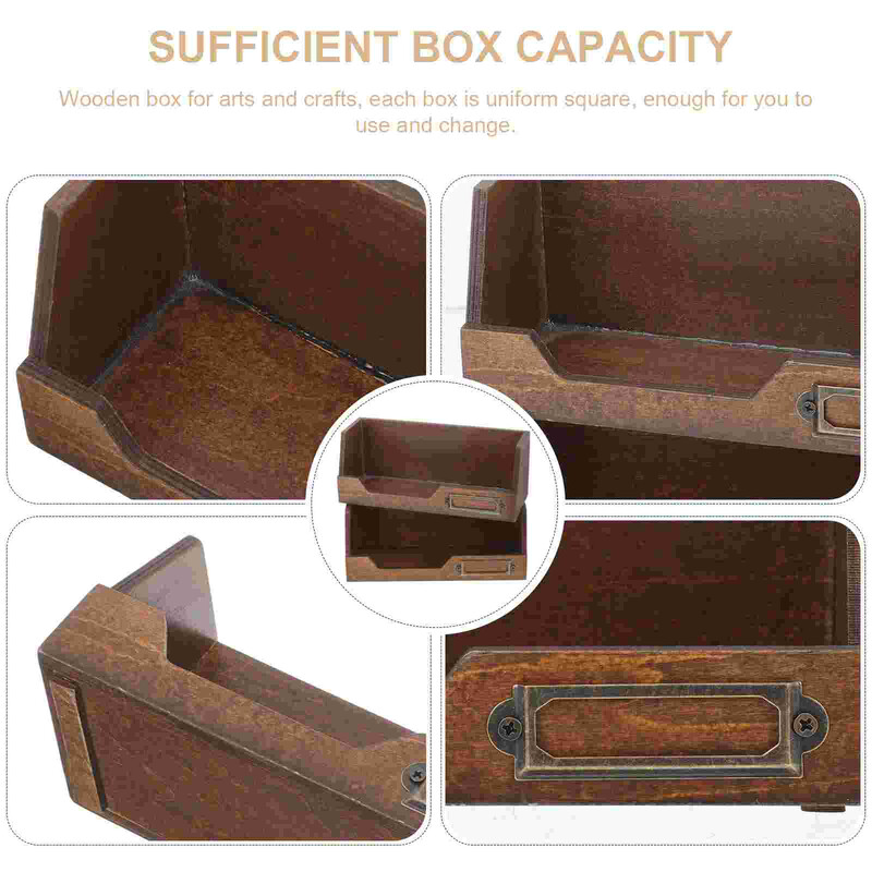 2 бр. Дървена кутия Кутии за съхранение на канцеларски материали Органайзер за бижута Тава Органайзери Домашни разни вещи Калъфи Лента Настолен плот