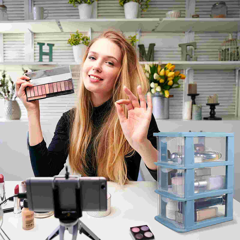 Esmaklassilised plastikust hoiusahtlid, 3-kihilised sahtlitüüpi kapi hoiukapp ehete ja kosmeetikatoodete jaoks