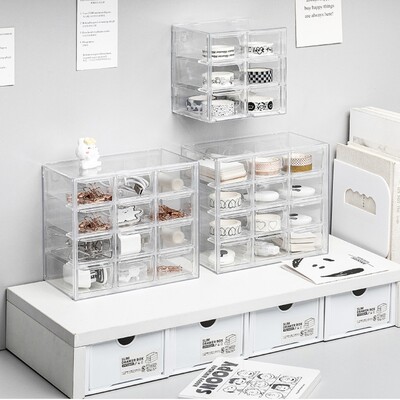 Transparent And Minimalist Storage Box Desktop Drawer-Style Box Multi Grid Jewelry Organizing Box Small Item Storage Box 2024