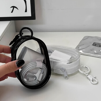 1 τμχ Mini Portable Transparent Cable Organizer Box Ευέλικτη αποθήκευση για καλώδια δεδομένων, φορτιστές, ακουστικά