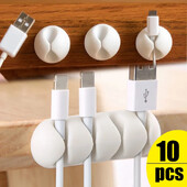10/1 db Öntapadó kábelrögzítő szilikon USB-kábeltartó Szervező Vezetékkezelő kapcsok otthoni irodai asztalhoz, rendezett