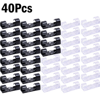 1-60 db Öntapadó kábelkapcsok Szervező Cseppvezetéktartó Vezetékkezelés Ethernet kábeltelevízióhoz PC asztal alatti autós vezetékcsipesz