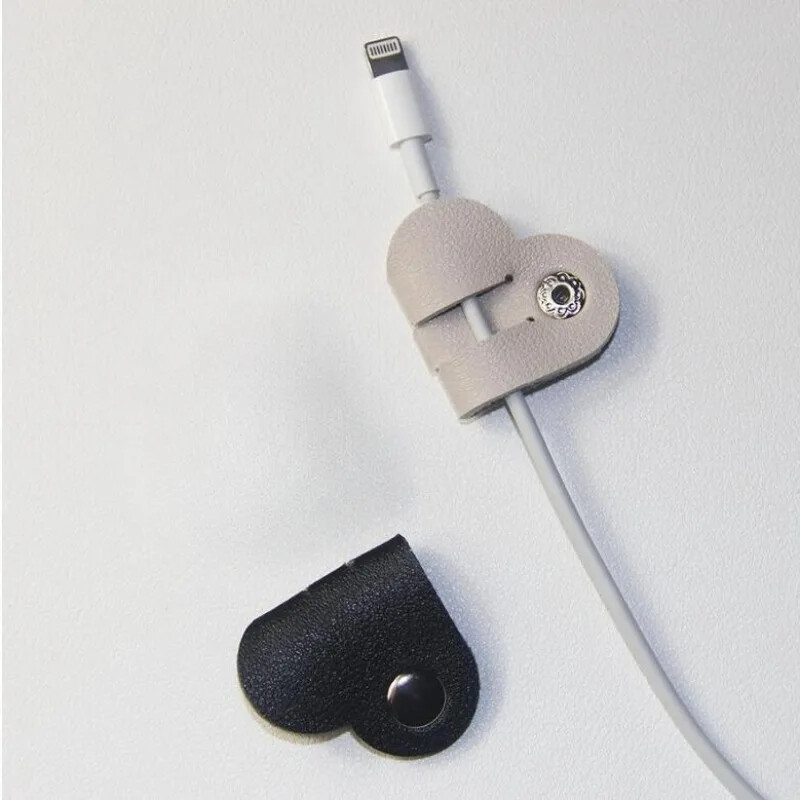 Кожен органайзер за кабели Щипка за връзки Сърце Управление на кабели Силиконов проводник Мениджър Мишка Слушалка Държач Линия за данни Каишки за навиване
