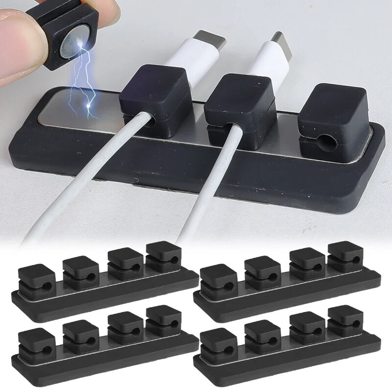 Магнитен органайзер за кабели USB кабели за навиване Щипка Настолна работна станция Протектор за кабел Държач за кабел за домашен офис