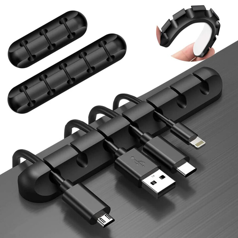 Силиконов органайзер за USB кабели Устройство за навиване на кабели Desktop Tidy Management Clips Държач за кабели за мишка Органайзер за кабели за слушалки
